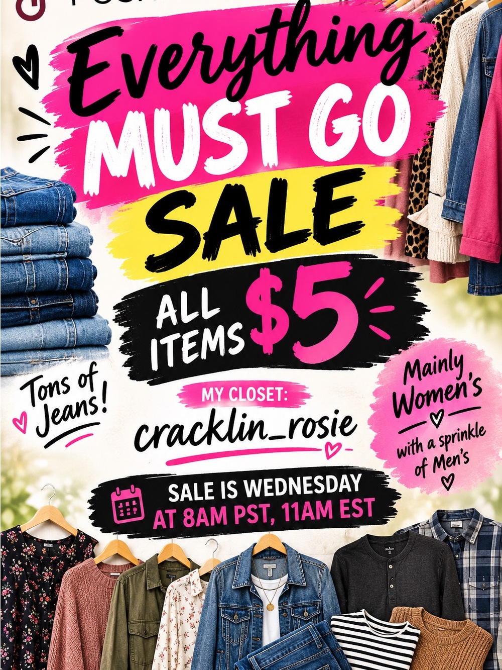 Graphic 'Everything Must Go Sale' Flyer - Pink & Yellow